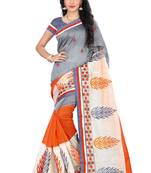 Multicolor embroidered cotton saree with blouse
