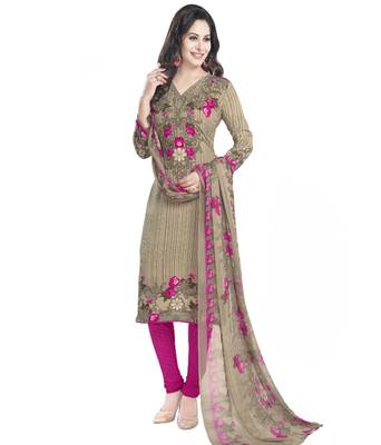 grey printed synthetic unstitched salwar with dupatta 1