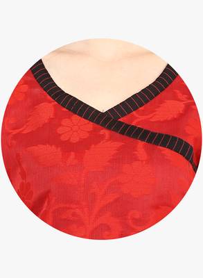 Red woven net stitched kurtis 5