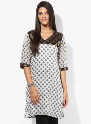 White woven net stitched kurtis 1