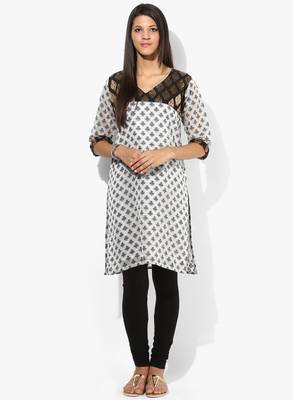 White woven net stitched kurtis 2