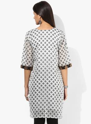 White woven net stitched kurtis 3