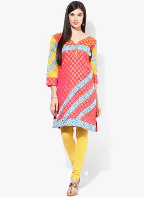 Orange woven chanderi stitched kurtis 2