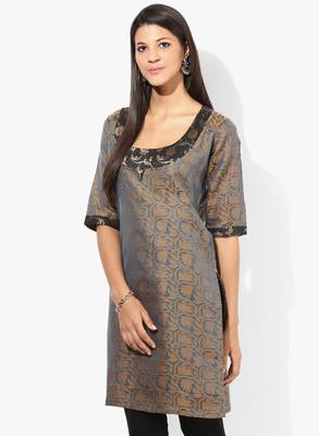 Blue woven net stitched kurtis 1