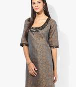 Blue woven net stitched kurtis