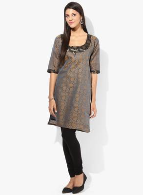 Blue woven net stitched kurtis 2