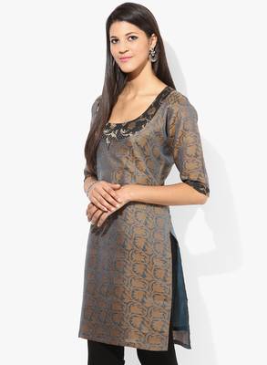 Blue woven net stitched kurtis 4
