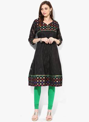 Black woven net stitched kurtis 1