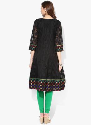 Black woven net stitched kurtis 2