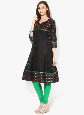 Black woven net stitched kurtis 3