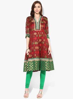 Maroon woven net stitched kurti 1