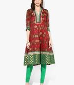 Maroon woven net stitched kurti
