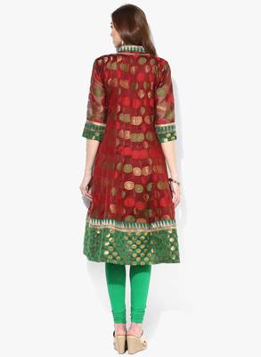Maroon woven net stitched kurti 2