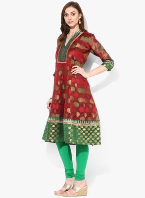 Maroon woven net stitched kurti 3