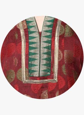 Maroon woven net stitched kurti 4