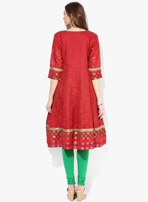 Red woven net stitched kurtis 2