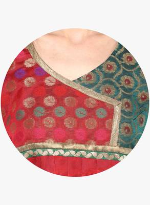 Red woven net stitched kurtis 4
