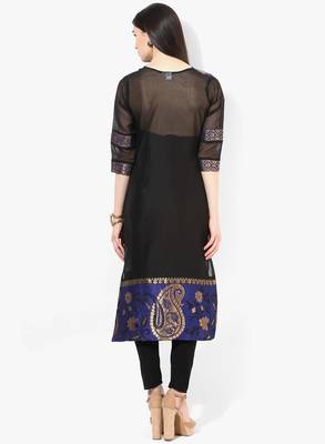 Black woven net stitched kurti 2
