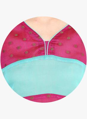 Sky blue woven chanderi stitched kurtis 4