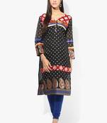 Black woven chanderi stitched kurtis