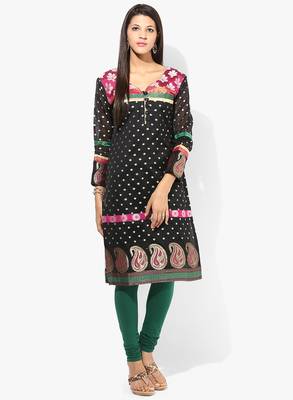 Black woven chanderi stitched kurti 1