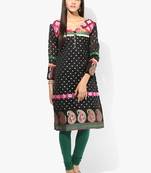 Black woven chanderi stitched kurti