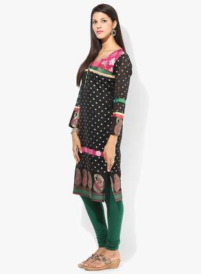 Black woven chanderi stitched kurti 3
