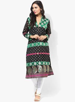 Black woven chanderi stitched kurtas-and-kurtis 1