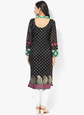 Black woven chanderi stitched kurtas-and-kurtis 2