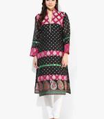 Black woven chanderi stitched kurtas-and-kurtis