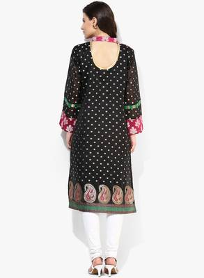 Black woven chanderi stitched kurtas-and-kurtis 2