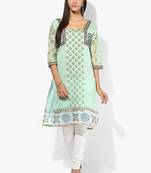 Green woven chanderi stitched kurti