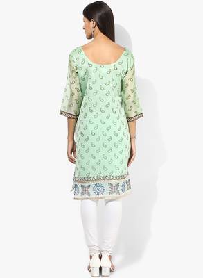 Green woven chanderi stitched kurti 2