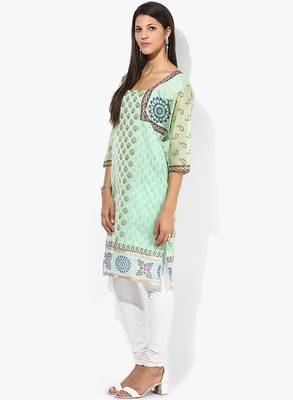 Green woven chanderi stitched kurti 3