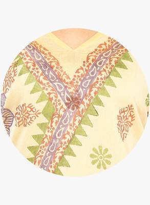 Cream woven chanderi stitched kurtis 4