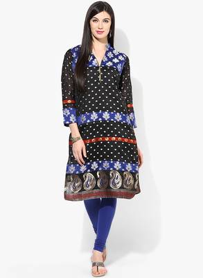 Black woven chanderi stitched kurtis 1