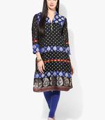 Black woven chanderi stitched kurtis