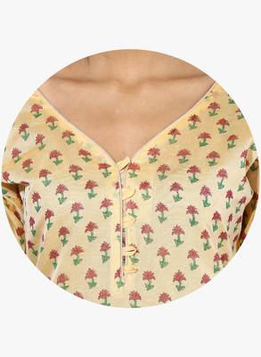 Cream woven chanderi stitched kurtis 4