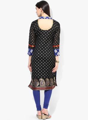 Black woven chanderi stitched kurtis 2