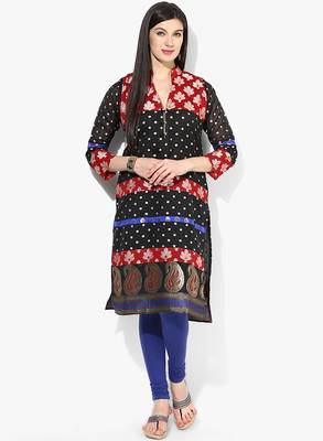 Black woven chanderi stitched kurti 1