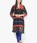 Black woven chanderi stitched kurti