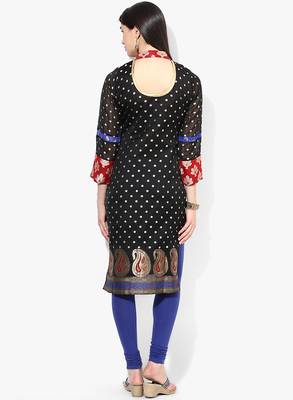 Black woven chanderi stitched kurti 2