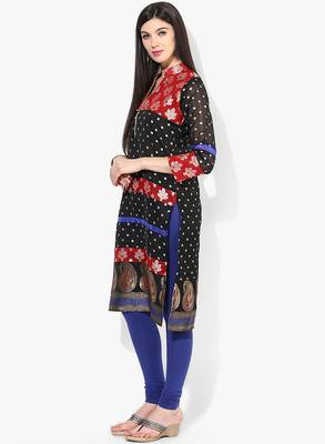 Black woven chanderi stitched kurti 3