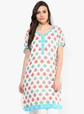 White woven chanderi stitched kurtis 1