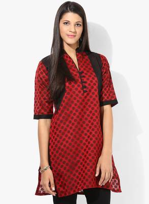 Maroon woven chanderi stitched kurtis 1