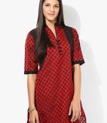 Maroon woven chanderi stitched kurtis