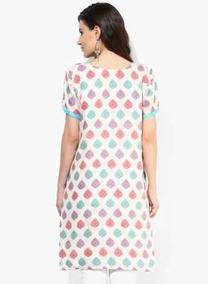 White woven chanderi stitched kurtis 2