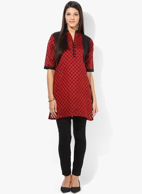 Maroon woven chanderi stitched kurtis 2