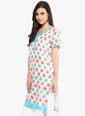 White woven chanderi stitched kurtis 3
