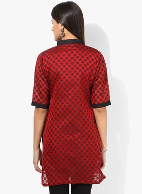 Maroon woven chanderi stitched kurtis 3